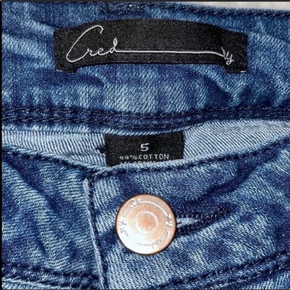 Cred NY Skinny Raw hem Stretchy Jeans Distressed Size 5 - Picture 4 of 8